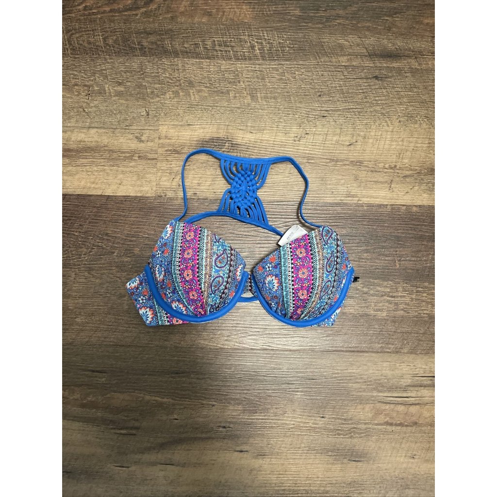 Shade & Shore Blue Boho Bikini Swim Top New